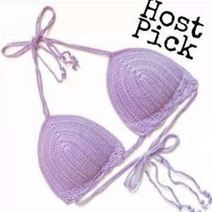 HP🥳 NEW Handmade Crochet Bikini Swimsuit Sexy Pad Push Up Bra Halter Swimwear